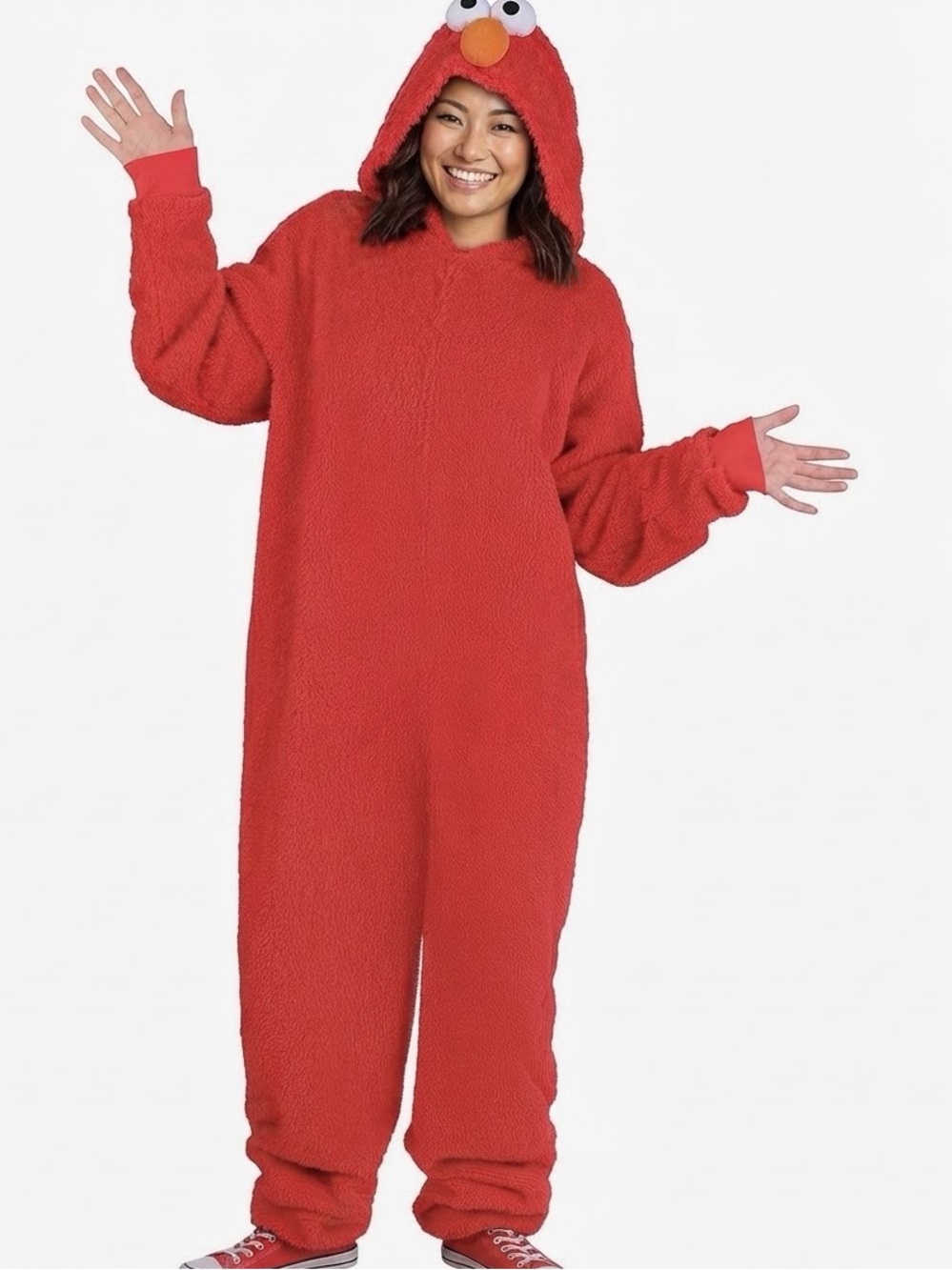 Spirit Adult Elmo Costume for Unisex Sesame Street Plush Jumpsuit with Hood XL